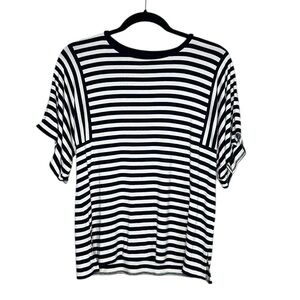 J. CREW Mixed Stripe white and dark blue Tee size Small